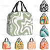 Liquid Swirl Abstract Pattern In Sage Green Insulated Lunch Bag Geometric Art Cooler Thermal Bento Box For Women Kids Food Bags