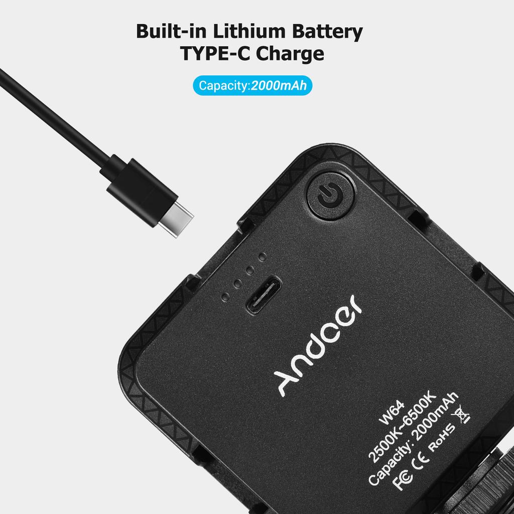 Andoer W64 Мини-клипса со светодиодной видеоподсветкой для мобильного телефона, заполняющая лампа для планшетного компьютера, видеоконференции