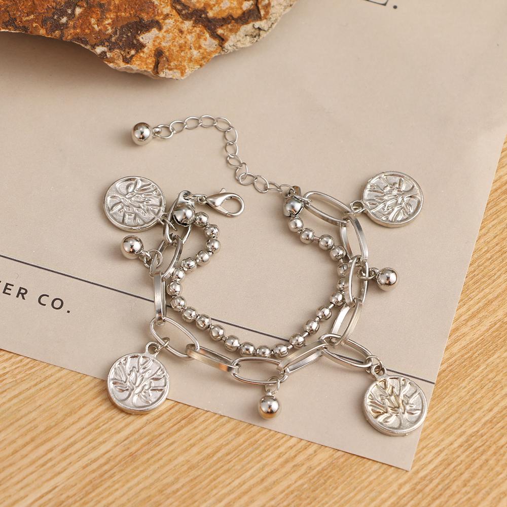 Браслет в стиле ретро с двойным медведем и колокольчиком, браслет с подвеской, модный тренд, браслет со смайликом, милый простой браслет, ювелирные изделия