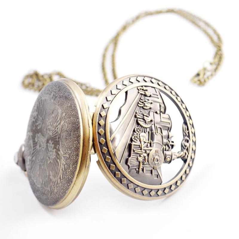 Unisex Hollow Locomotive Quartz Pocket Watch - Casual Style