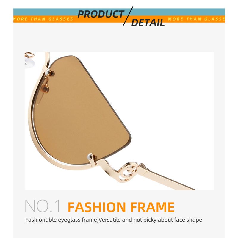 New Metal Half Cat Eye Sunglasses Women Decorative Eyewear Holiday Outdoor Trendy Fashionable Sun Glasses Uv400