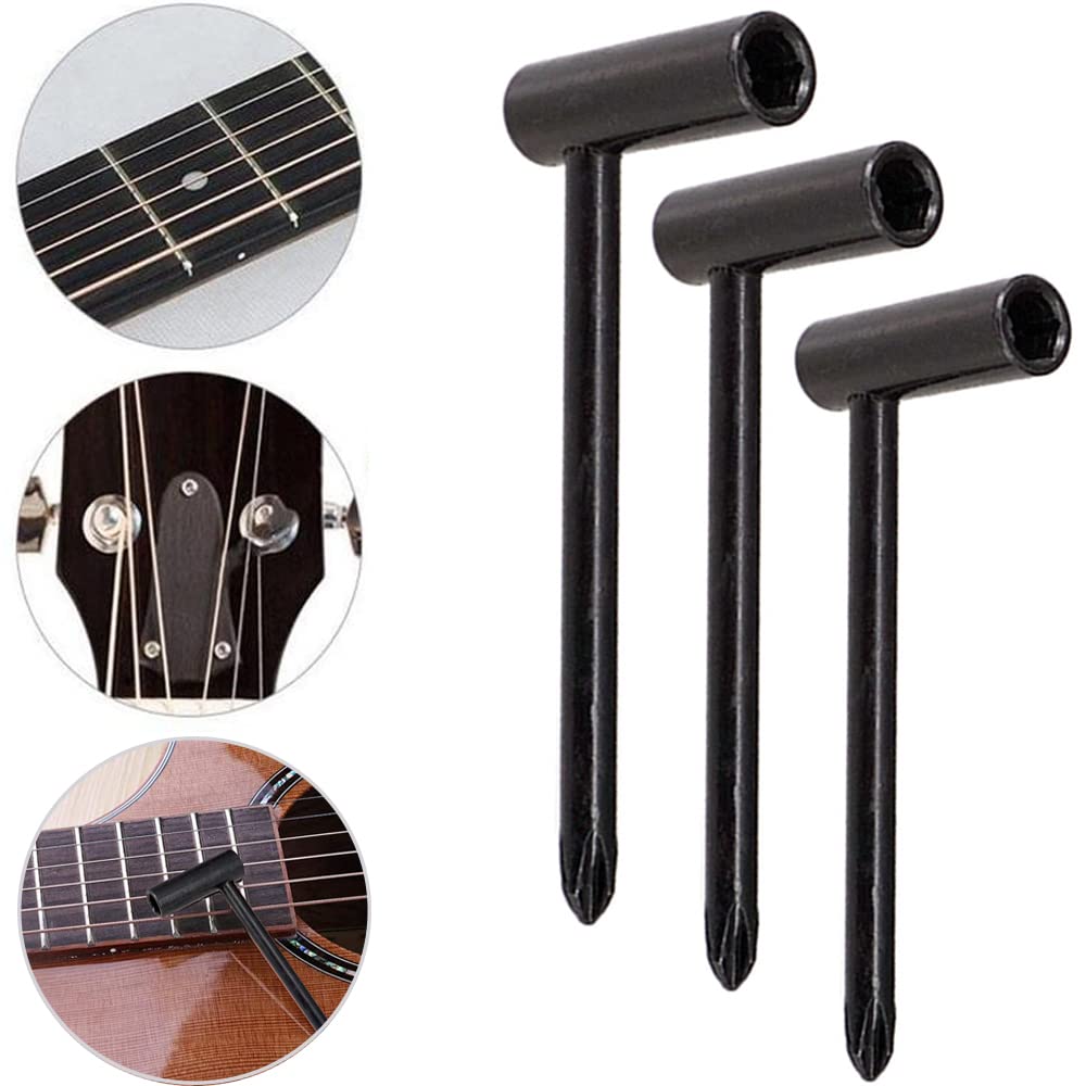 Детали для гитары, набор из 3 предметов для регулировки грифа, анкерный стержень, трубный ключ для ремонта гитары, трубный ключ, шестигранный ключ, высокая износостойкость, черный 7 мм (6,35