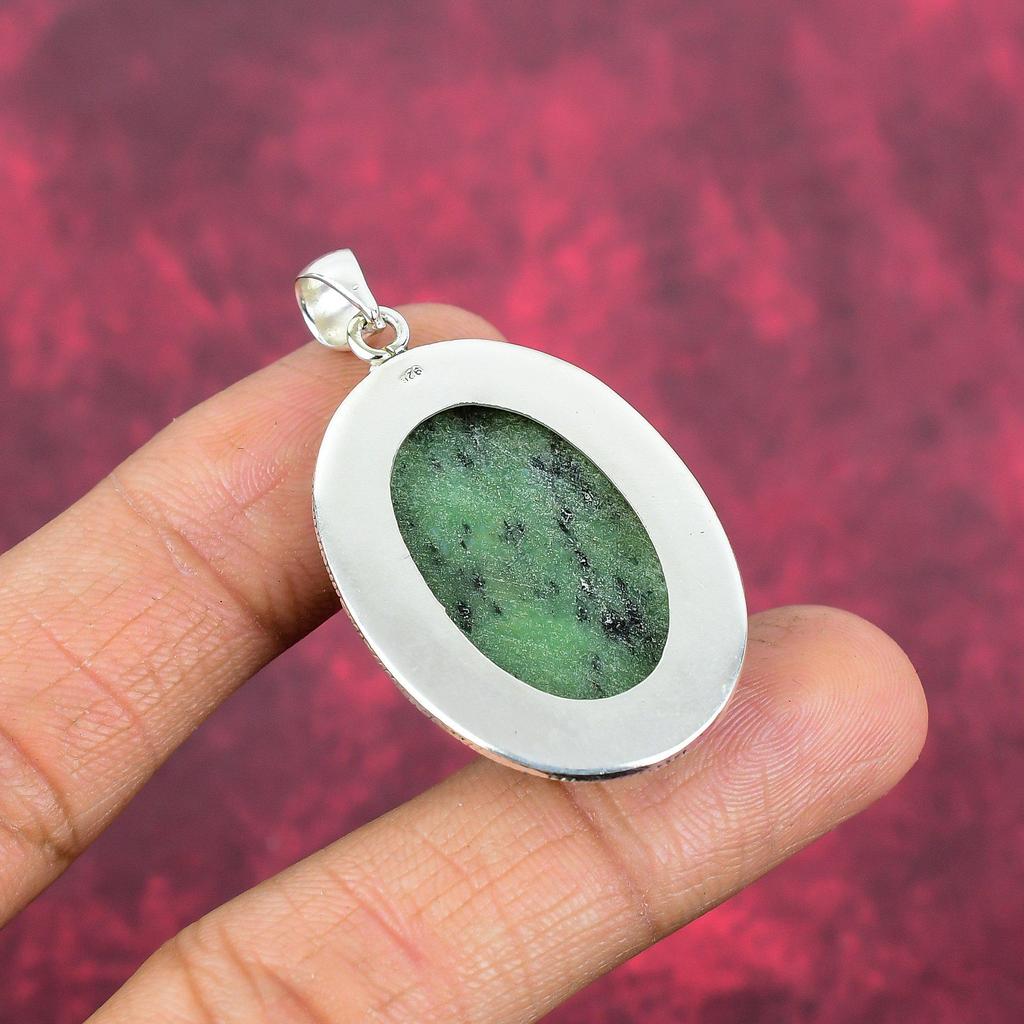 Ювелирные изделия с подвеской из рубина и зоизита, подвеска ручной работы из стерлингового серебра 925 пробы, ювелирные изделия новейшего дизайна