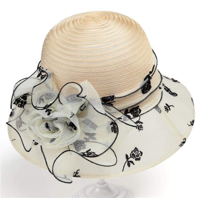 Элегантная шляпа из органзы с темпераментом, женская весенне-летняя прохладная шляпа, шляпа-ведро, универсальная шляпа-цилиндр, солнцезащитная шляпа