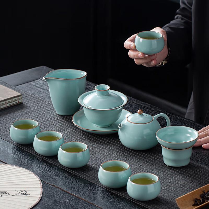 Chinese Imitation Song Ru Kiln Ceramic Kung Fu Tea Set