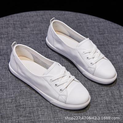 Маленькие белые туфли из коровьей кожи, полностью кожаные, женские туфли, лето, новые одинарные туфли, повседневные и удобные, универсальные кеды, тренд