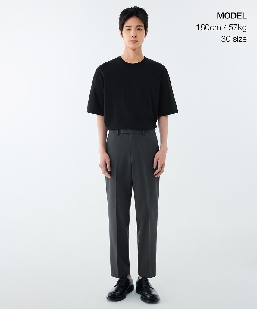 MUSINSA STANDARD Relaxed Tapered Hidden Banding Crop Slacks [Gray]