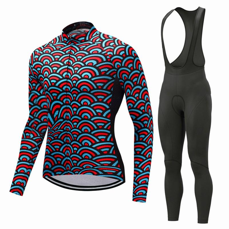 Men Women Cycling Jersey Set Long Sleeve Mountain Road Bike Outfit Breathable Quick Dry