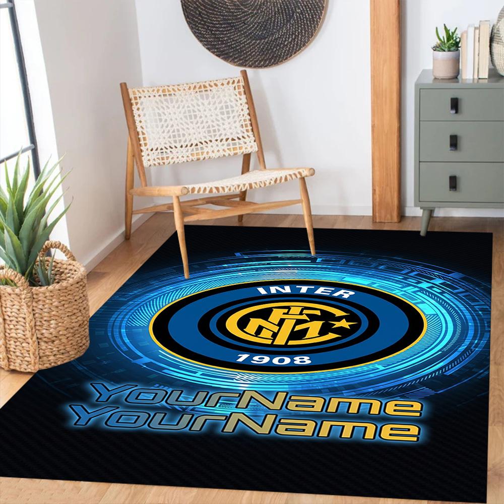 Inter Milan Personalized Name Carpet Perfect for Entryway Study room Foyer Hallway Antislip Carpet Anime Office Decor Perfect Gift for Friends & Famil