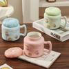 with Handle Ceramic Coffee Cup Heat-resistant Water Cup with Lid Cartoon Mirror Mug  Office