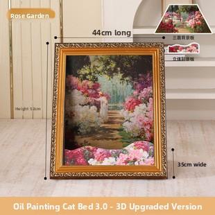 Upgraded 3D 4D Oil Painting Cat Bed Scratcher Integrated Corrugated Paper Surround Decorative Vintage Cat House