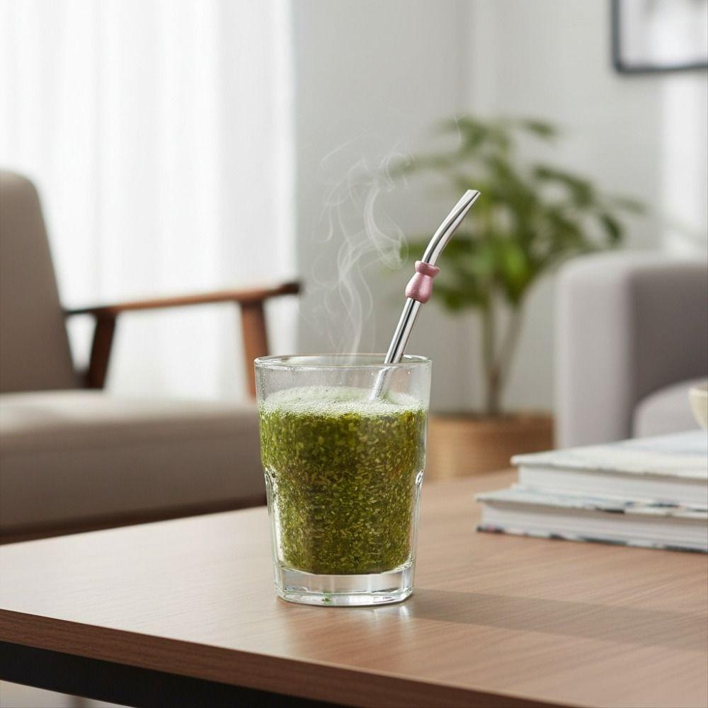2 Piece Anti-skid Design Straw Spoon Reusable Drinking Stirring Straw Filter Straw Travel