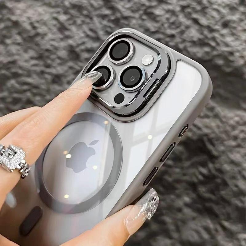 Применимо к чехлу для мобильного телефона iPhone16PRO, магнитный держатель для объектива, прозрачный твердый чехол из акрила Apple 17/14, противоударный.