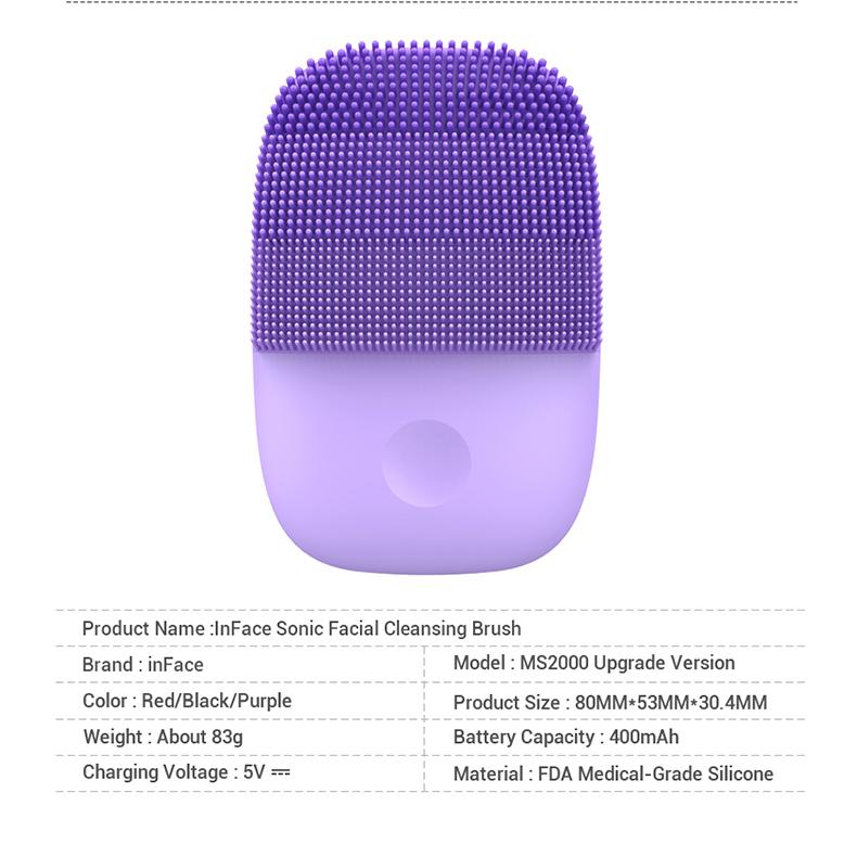 Xiaomi Обновленная версия Inface, щетка для очищения лица, электрическая звуковая щетка для лица, глубокая очистка, водонепроницаемый инструмент