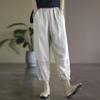 Women's Retro Lace Patchwork Summer Cotton and Linen New Cropped Pants Lantern Pants Design Sense Versatile Pure Cotton Casual Pants