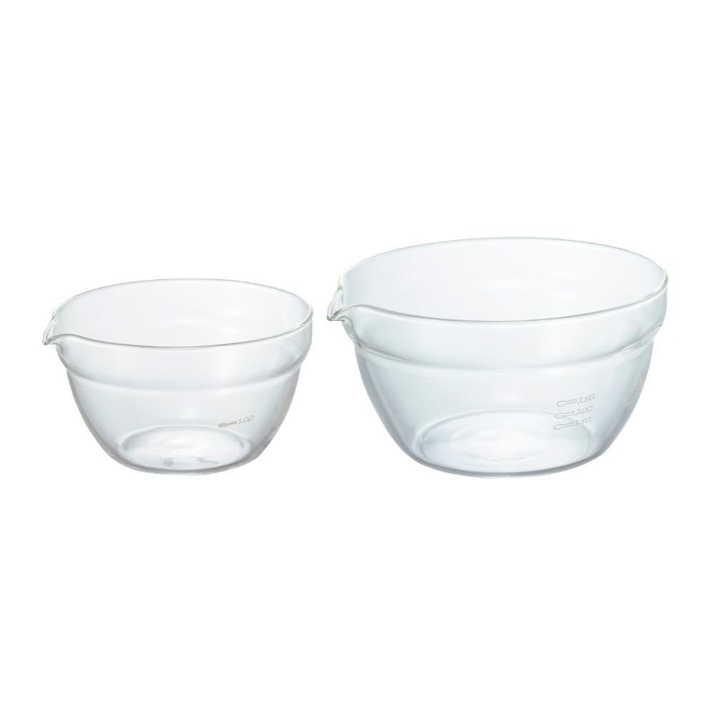 HARIO Single Mouth Bowl Heat Resistant Glass Set of 2 Microwave Oven Dishwasher Safe Transparent Made In Japan 200mL/400mL KB-1318-2P