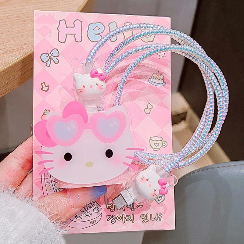 Hello Kitty Защита для зарядного кабеля и данных Чехол-протектор для Apple iPhone 18/20W Защита зарядки Защита от переломов Набор органайзеров для кабеля данных