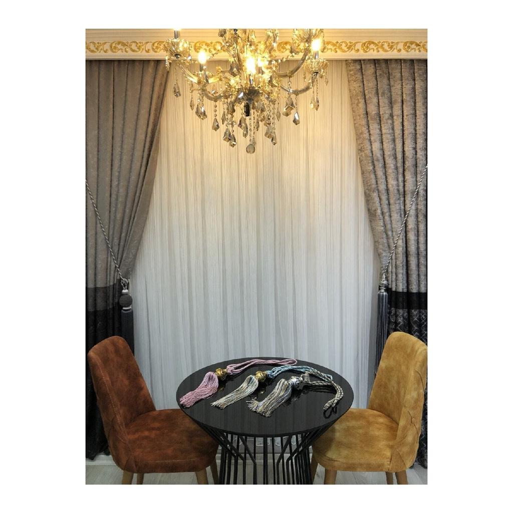 Полосатая Тюлевая Занавеска 1/3 Частый Ворс