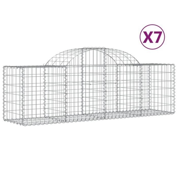 VidaXL Arched Gabion Baskets 7 Pcs 200x50x60/80 Cm Galvanized Iron, Gabion, Gabion Cage, Gabion Wall Basket, Wall 3146283