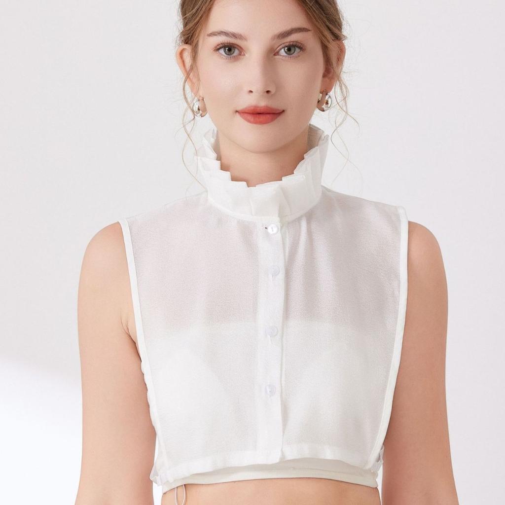 Womens Half Shirt Tie Fashion Lapel Shoulder Fake Collar Ladies Removable Neck Shawl Wrap Shirt Detachable False Collar