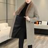 Autumn and Winter New Men's Coat Long Knee Single-breasted Suit Collar Fur Collar Thermal Coat Trench Coat Men's Coat