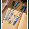 New Retro Floral Painting Hollow Metal Bookmark Bronzing Bookmark With Tassel Stationery Gifts For Book Club Reader