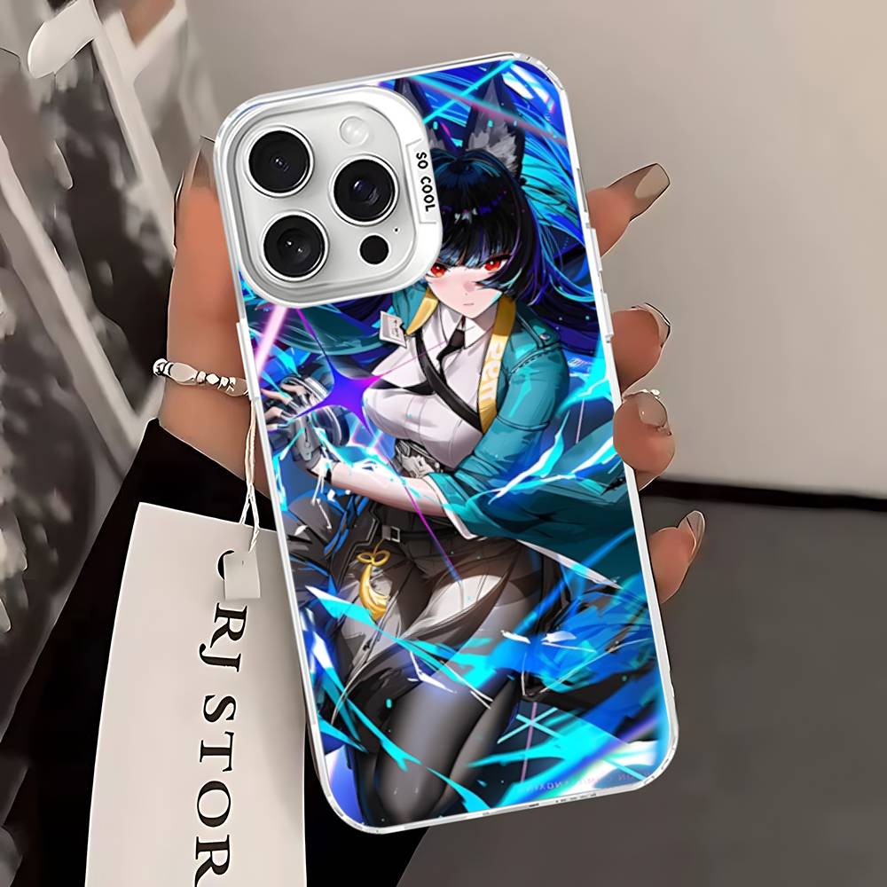 Классический чехол для телефона H-Hoshimi Miyabi для iPhone 17 16 15 14 11 12 13 Pro Max Plus Pro Цветной серебристый чехол