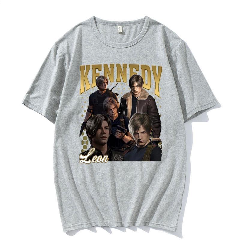 Limited Leon Kennedy Vintage Graphic T Shirt Dent Evil 4 Harajuku Movie Tee Shirt Unisex Women Fashion Oversized Tshirt Streetwear
