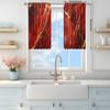 2pcs Red Marble Gilded Printed Curtain for Home Decor - Rod Pocket Window Treatment for Bedroom, Office, Kitchen, Living Room