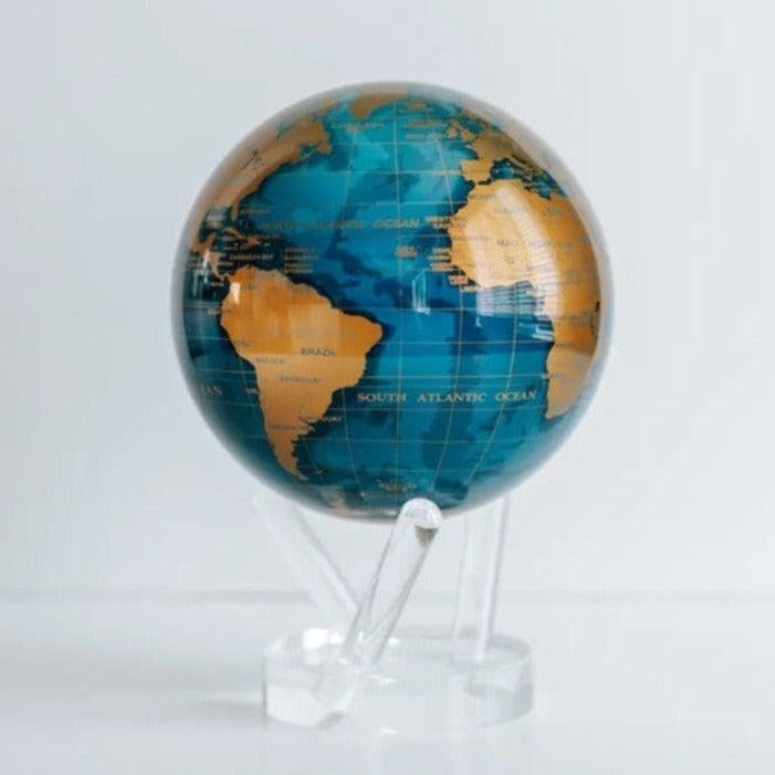 MOVA Globe L World Map Series Blue Gold L With Base L No Power Auto Rotating Globe with Indoor and Natural Light L Office Desktop Decoration Unique