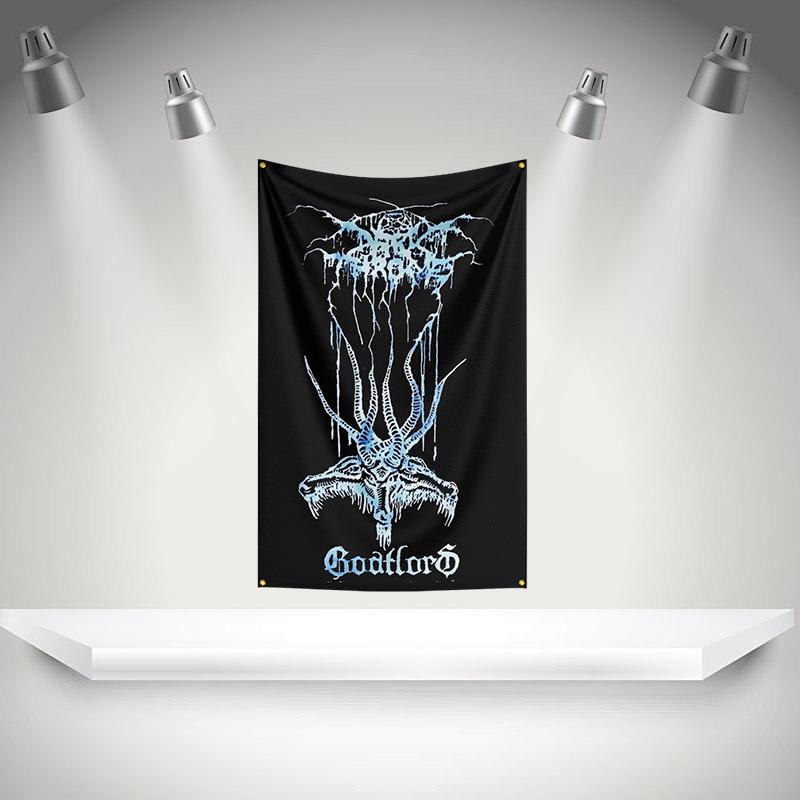 D-Darkthrones Flag Rock Music Band Banner HD Printing Tapestry Exhibition, Music Band Fans, Garage Decor