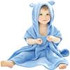 [ARCADY] Детский халат для купания, Пончо-полотенце для детей, Полотенце с капюшоном (Небесно-голубой, L) - Идеально для подарков на Baby Shower