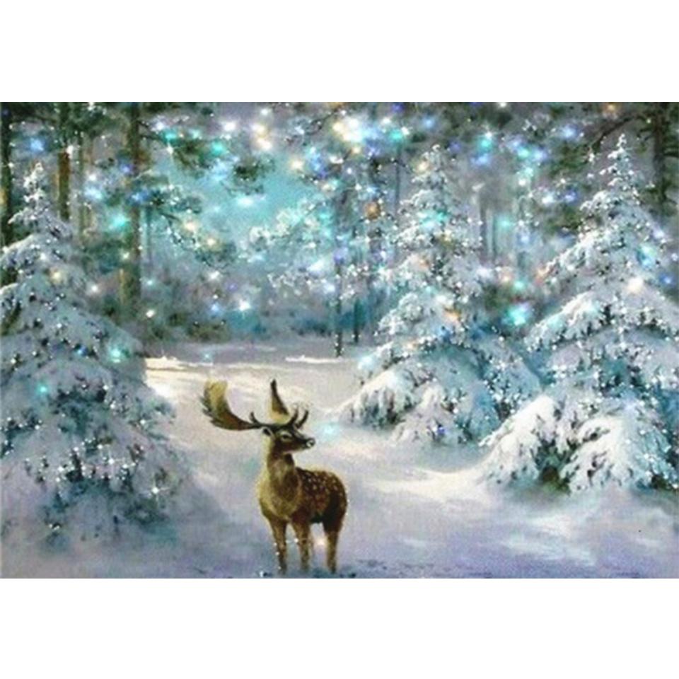 Christmas 5D DIY Diamond Painting Landscape Rhinestone Picture Cross Stitch Kit Full Diamond Embroidery Mosaic Home Decoration