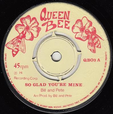 7-дюймовая пластинка BILL PETE CAMPBELL So Glad Youre Mine QB03 Queen Bee 1974 UK Регги Ска Даб Б/у