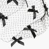 Черный вуаль-клетка Фасинатор Ободок для волос с деталями в виде бантов Свадебный аксессуар для волос Ретро-тематика