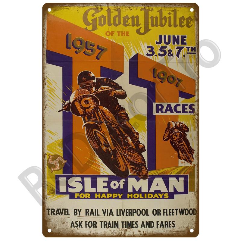 TT Races Vintage Wall Poster Vintage Retro Wall House Restaurant Decoration Plaque Metal Wall Decor Art Metal Sign Tin Sign ISLE
