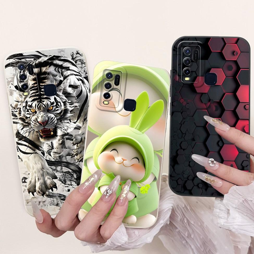 Для Vivo Y30 1938 Чехол Y50 1935 Роскошные Цветы Кавайный Милый Забавный Расписной Силиконовый Ударопрочный Чехол для Телефона Для Vivo Y50 Задняя Крышка