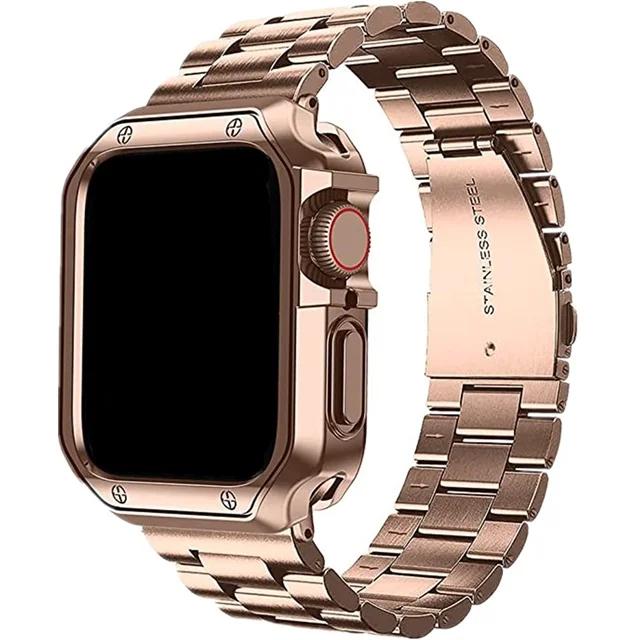 Защитный чехол из ТПУ + Металлический ремешок для Apple Watch Ultra Ремешок 46 мм 49 мм 45/44 мм 41 мм Браслет из нержавеющей стали серия 6 se 7 8 9 10