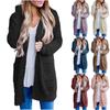 Women's Solid Color Cardigan Loose Fit Slim Double Pocket Plush Coat