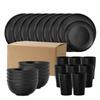 Набор столовой посуды из пшеничной соломы, набор тарелок, чашек и мисок для кемпинга, прочные, штабелируемые столовые приборы, кухонные принадлежности для дома, квартиры, путешествий в помещении