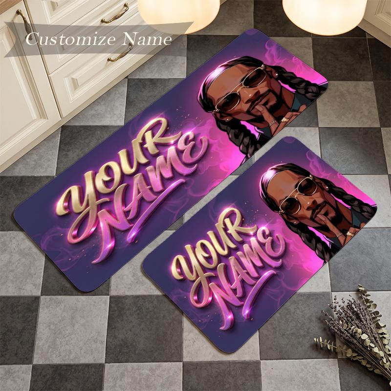 Snoop Dogg (5) Custom Name Flannel Mat Anti-Slip Kitchen Floor Rug for Home Kitchen Decor Gift