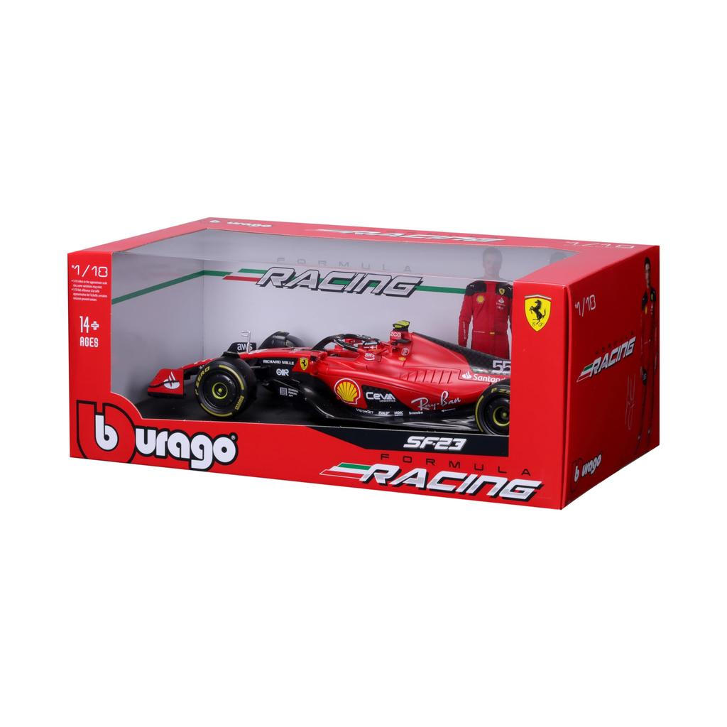 Масштаб BBURAGO Ferrari Sainz 2023 Красный 1/18 SF-23 C. #55 BR-18-16812CS