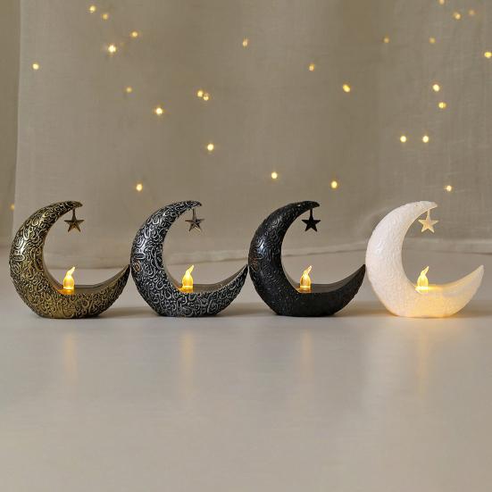 Mini Ramadan Moon Light Ramadan Decoration Soft Glow Battery Powered Eid Ramadan Candle Light Nightstand Decor