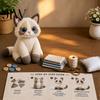 DIY Cat Patchwork Kit Kit, Create Adorable Ornament, 3D Animal Sewing Plush Toy Set Cute Kitty Craft for Adults Beginners, Home Decor