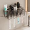 No Drilling Toothbrush Holder Wall Mounted Bathroom Shelf Mouthwash Cup Toothbrush Holder Inverted Dust and Water Resistant
