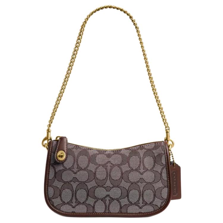 Coach Сумка Swinger 20 Classic Print из переработанного хлопка, ручная, через плечо, на плечо, маленькая женская, коричневая CAN77-B4S0M