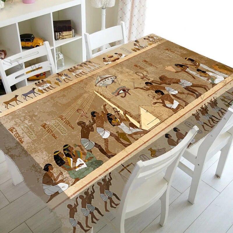 Vintage Indian Ancient Egypt Print Rectangle Tablecloth ,Kitchen Decor Waterproof Tablecloth Holiday Wedding Party Accessories