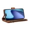 For iPhone 17 Air Case Zipper Wallet Multiple Card Slots Leather Phone Cover with Wrist Strap