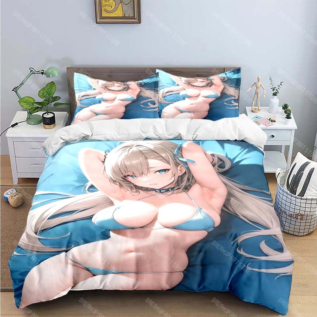 Модные Сексуальные Аниме Принт Комплекты Постельного Белья Постельные Принадлежности Комплект Пододеяльник Комплект Одеяла Комплект Постельного Белья Подарок для Взрослых
