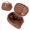 Aylashine Makeup Travel Cosmetic Multifunctional Vanity Makeup Large Capacity with with Brush Organizer Leather Brown Pouch, Pouch, Pouch, Bag,